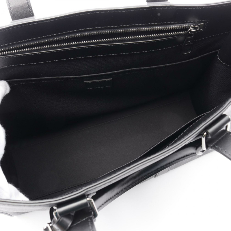 LOUIS VUITTON Sac Plat 24H Monogram Eclipse 手提包 M47059 PVC 塗層帆布皮革黑色二手男款-2