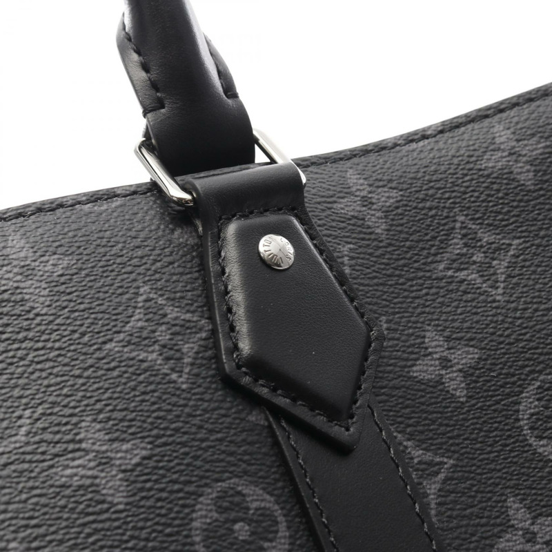LOUIS VUITTON Sac Plat 24H Monogram Eclipse 手提包 M47059 PVC 塗層帆布皮革黑色二手男款-8