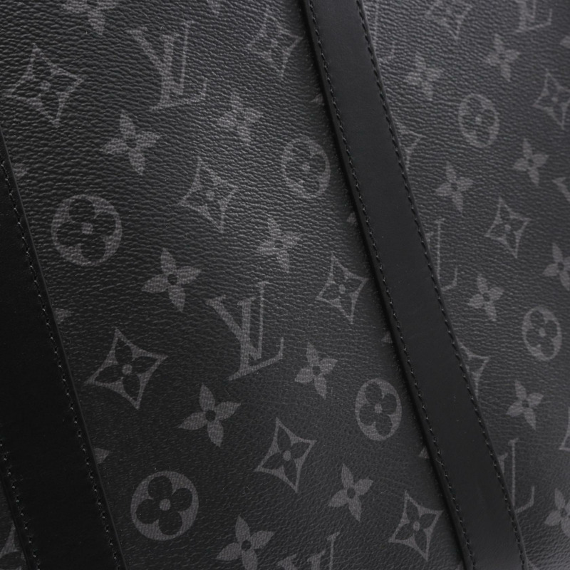 LOUIS VUITTON Sac Plat 24H Monogram Eclipse 手提包 M47059 PVC 塗層帆布皮革黑色二手男款-9