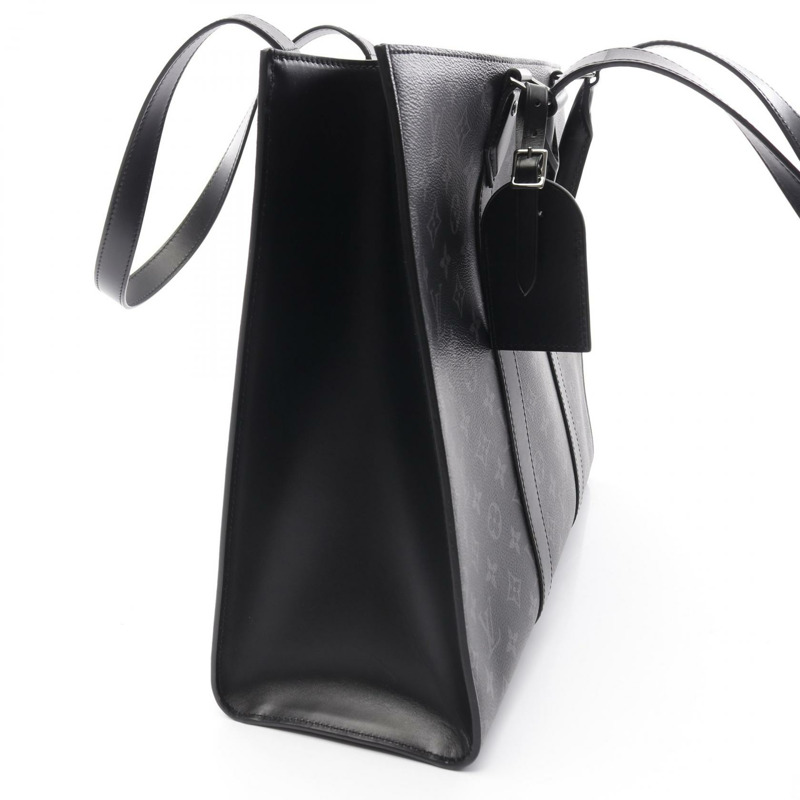 LOUIS VUITTON Sac Plat 24H Monogram Eclipse 手提包 M47059 PVC 塗層帆布皮革黑色二手男款-10