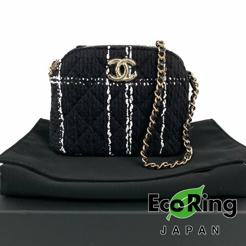 △ Chanel 香奈兒 Black, White Tweed Gold Tone Metal Chain Cross-body Bag 黑色,白色斜紋軟呢金色金屬鏈條斜背袋 -257009154