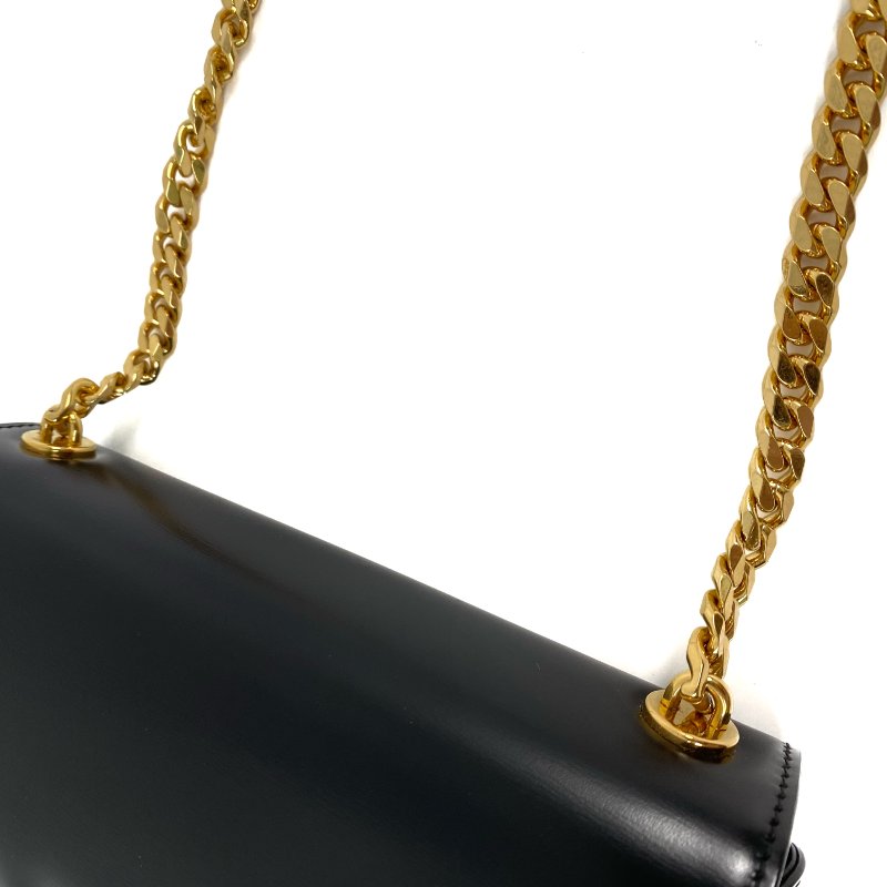△ Celine 思琳 Black Calfskin Triomphe Chain Shoulder Bag 黑色滑面小牛皮鎖鏈斜挎袋 - 257010465-12