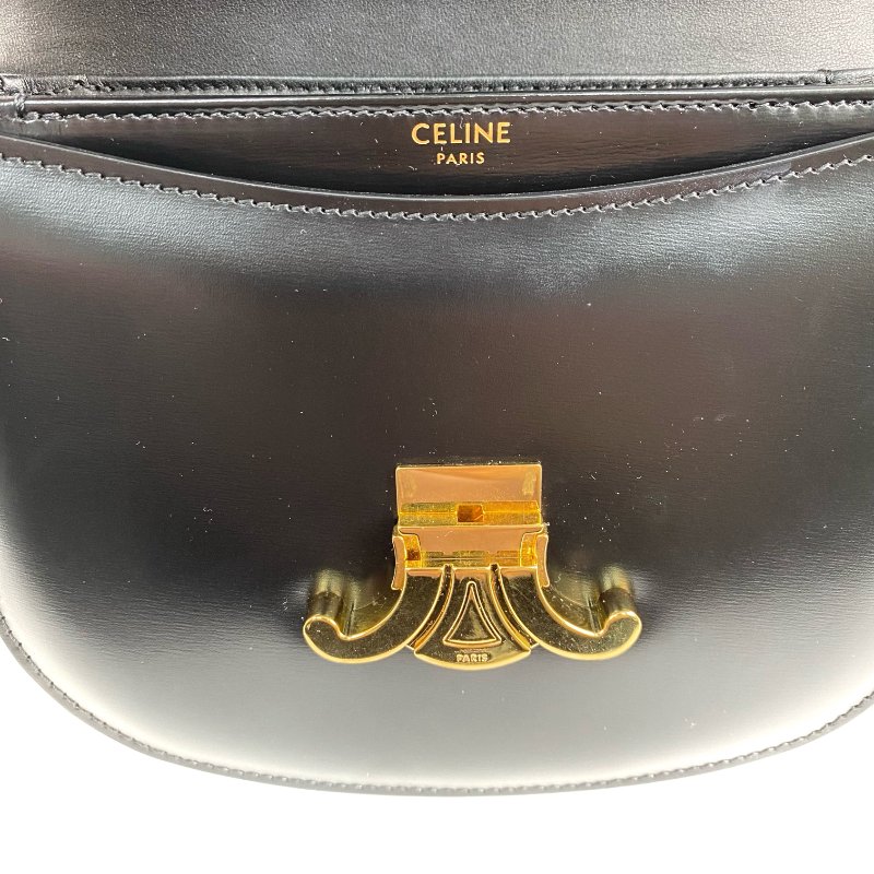 △ Celine 思琳 Black Calfskin Triomphe Chain Shoulder Bag 黑色滑面小牛皮鎖鏈斜挎袋 - 257010465-14