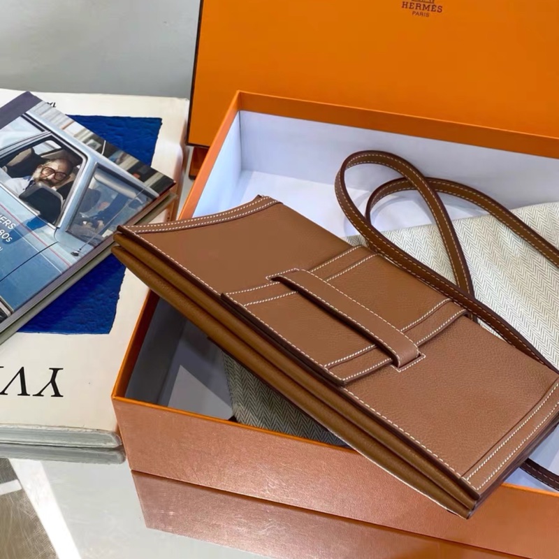 Hermes 愛馬仕 H passant金棕信封包 99新 肩帶可拆卸-5