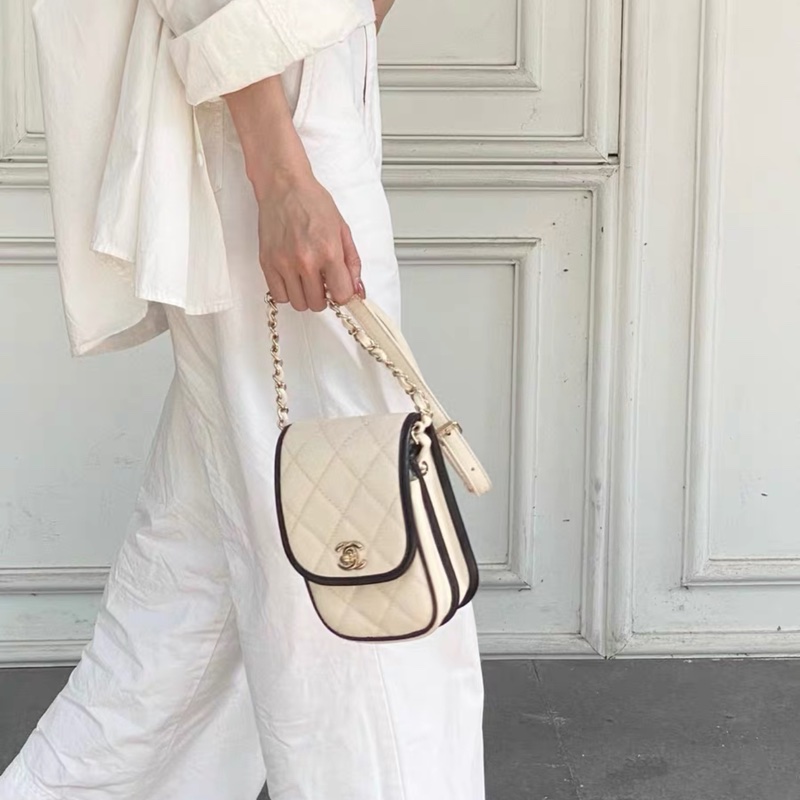 Chanel 香奈兒 21S絕版黑白mini小郵差-0