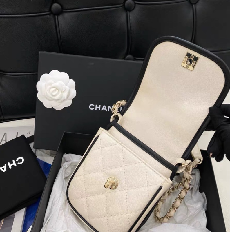 Chanel 香奈兒 21S絕版黑白mini小郵差-7