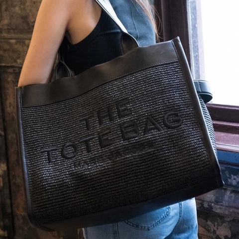 Marc Jacobs tote黑色草編大號托特包