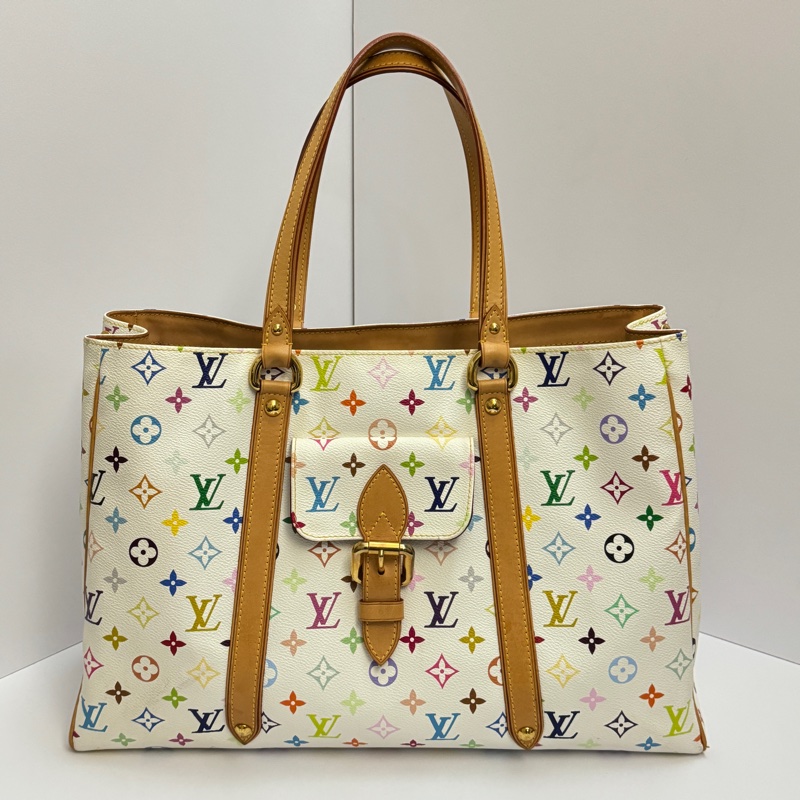 (限量極稀有) LV 村上隆聯名 白彩老花 限量款 肩背+托特包-0