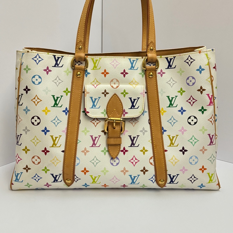 (限量極稀有) LV 村上隆聯名 白彩老花 限量款 肩背+托特包-1