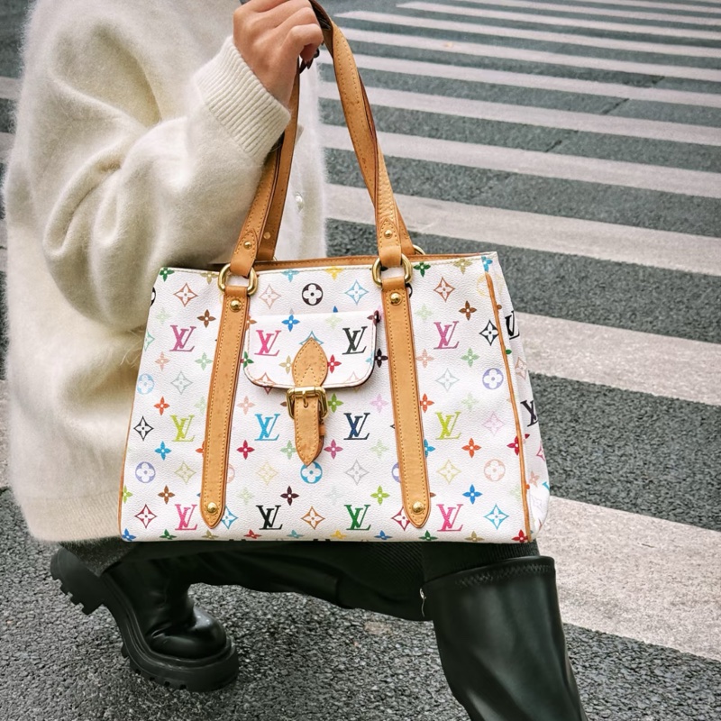 (限量極稀有) LV 村上隆聯名 白彩老花 限量款 肩背+托特包-27