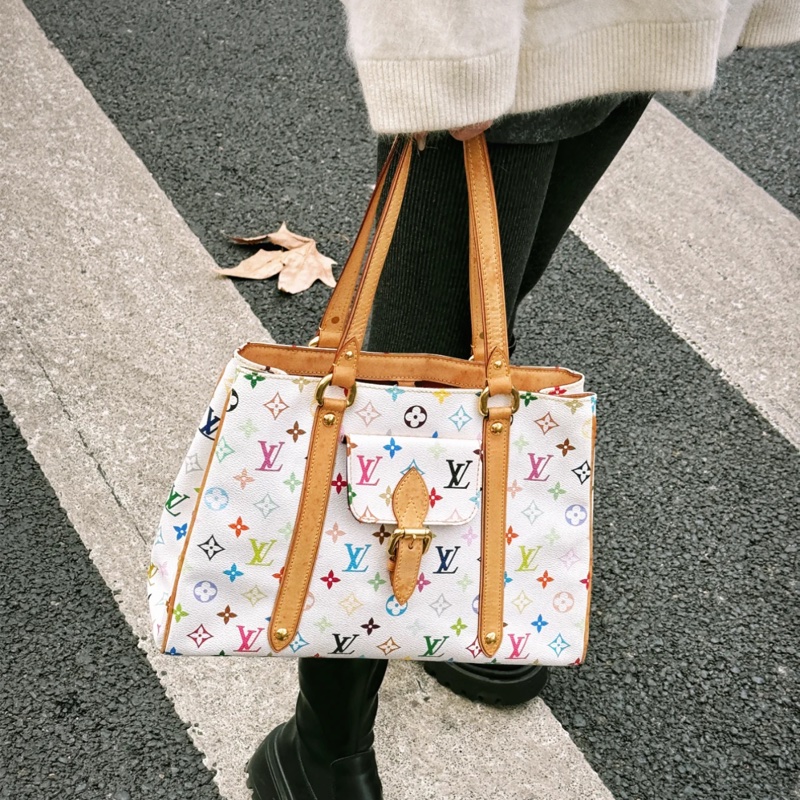 (限量極稀有) LV 村上隆聯名 白彩老花 限量款 肩背+托特包-28
