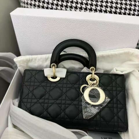 DIOR Lady D-JOY 橫版戴妃包 黑金配色 中號 haerin 全新可送禮 配件齊全