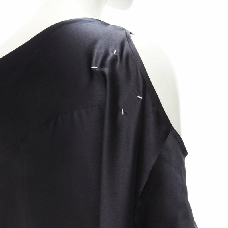 MAISON MARGIELA 2005 Vintage 100% silk black sideways off shoulder top IT42 M-1