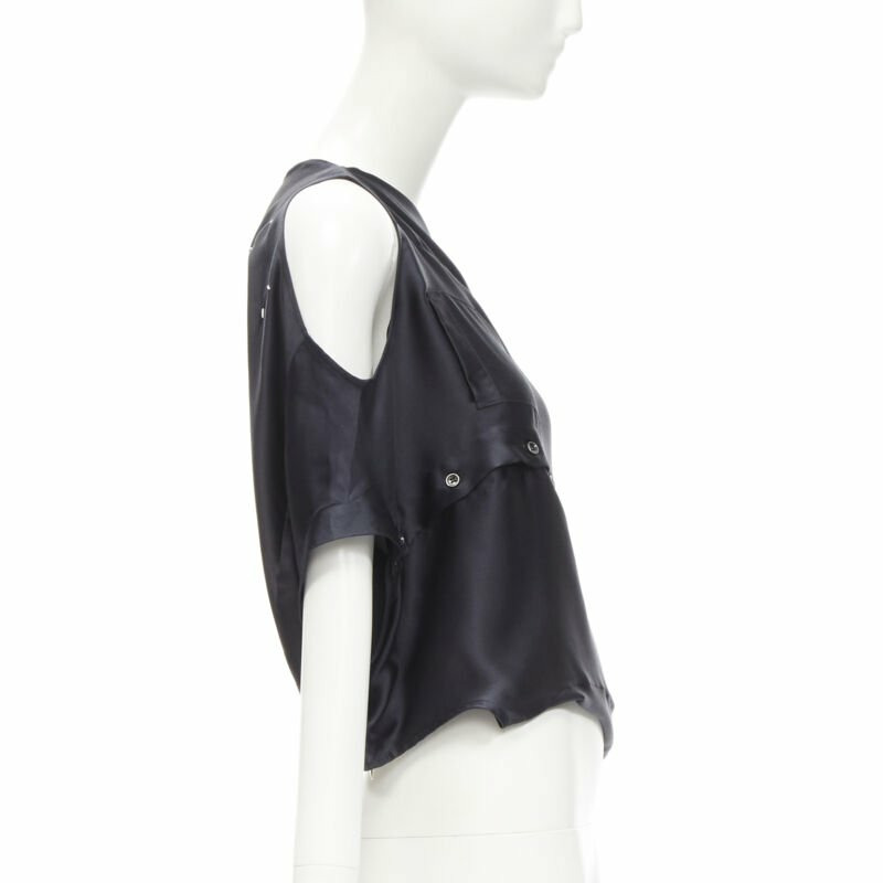 MAISON MARGIELA 2005 Vintage 100% silk black sideways off shoulder top IT42 M-4