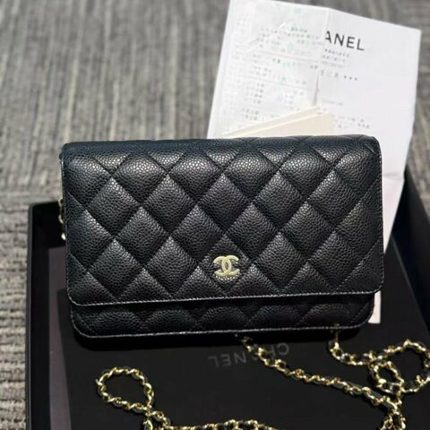Chanel 發財woc 黑金荔枝牛皮 全新配件塵袋購證盒子
