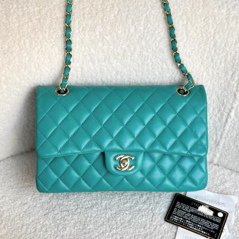 Chanel 銀扣cf中號鍊條肩背包 99新 配件塵袋-0