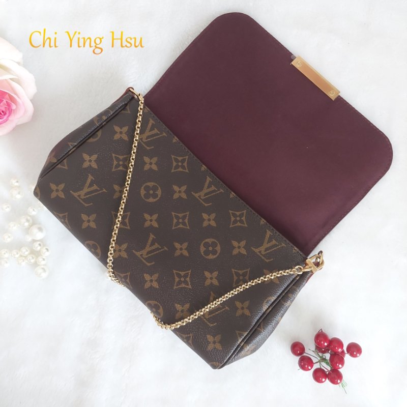 LV 經典老花M40718 🎀現品實拍 🎀 Favorite MM 經典花紋鍊條肩背包 斜背包~二手-6