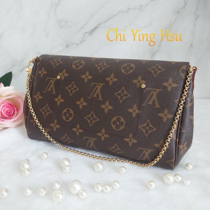 LV 經典老花M40718 🎀現品實拍 🎀 Favorite MM 經典花紋鍊條肩背包 斜背包~二手-22