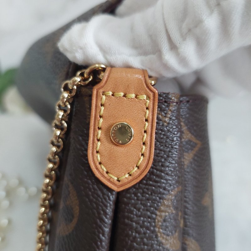 LV 經典老花M40718 🎀現品實拍 🎀 Favorite MM 經典花紋鍊條肩背包 斜背包~二手-34