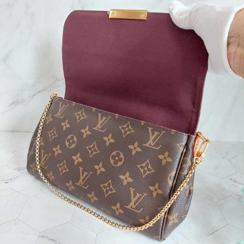LV 經典老花M40718 🎀現品實拍 🎀 Favorite MM 經典花紋鍊條肩背包 斜背包~二手-39