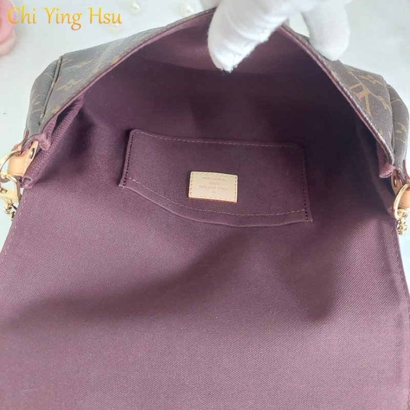 LV 經典老花M40718 🎀現品實拍 🎀 Favorite MM 經典花紋鍊條肩背包 斜背包~二手-42