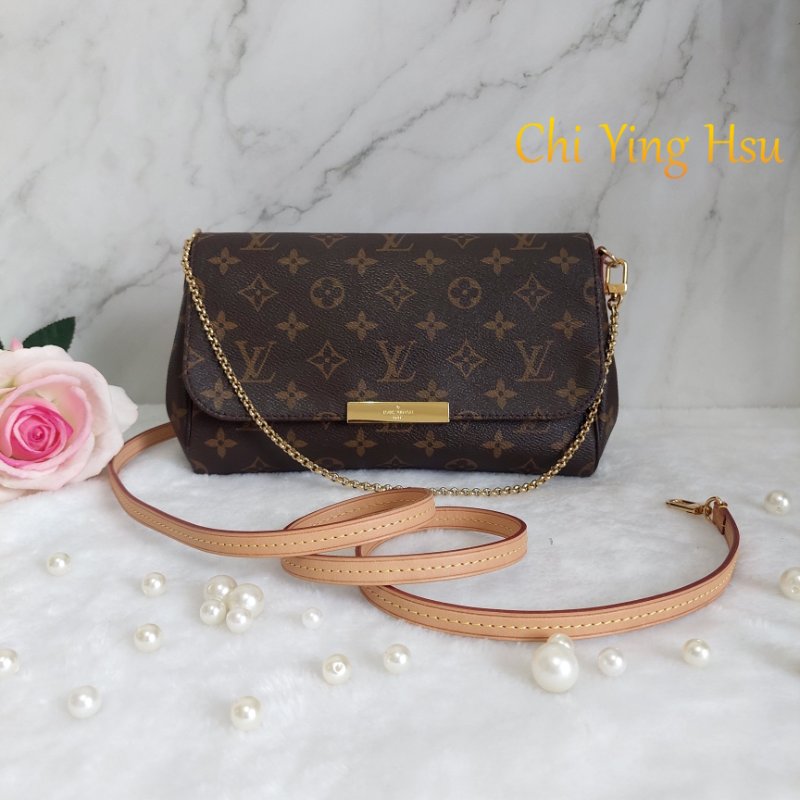 LV 經典老花M40718 🎀現品實拍 🎀 Favorite MM 經典花紋鍊條肩背包 斜背包~二手-70