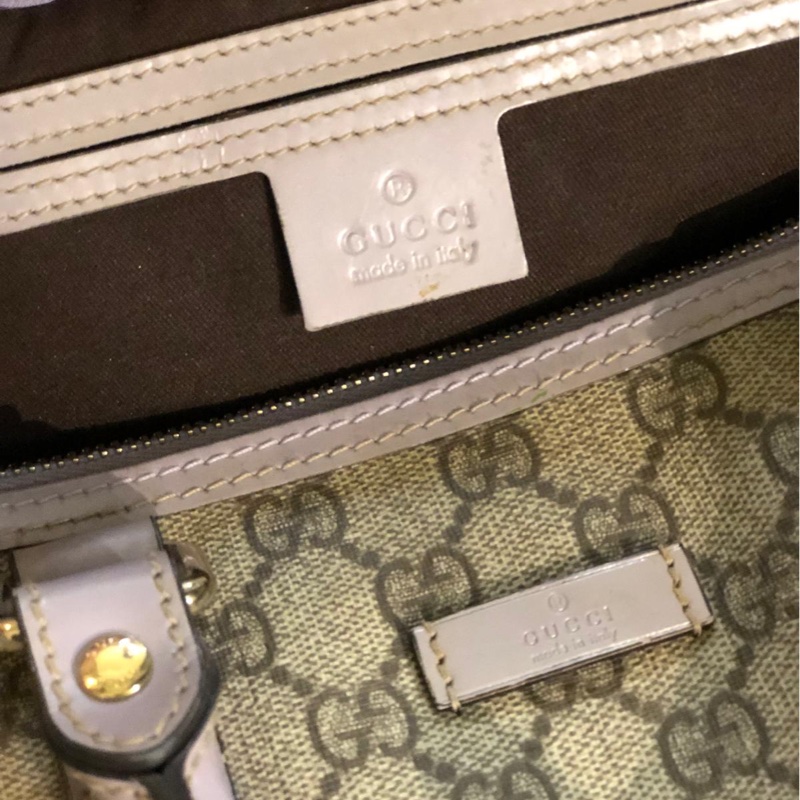 Gucci 金扣波士頓包灰色/紫色-4