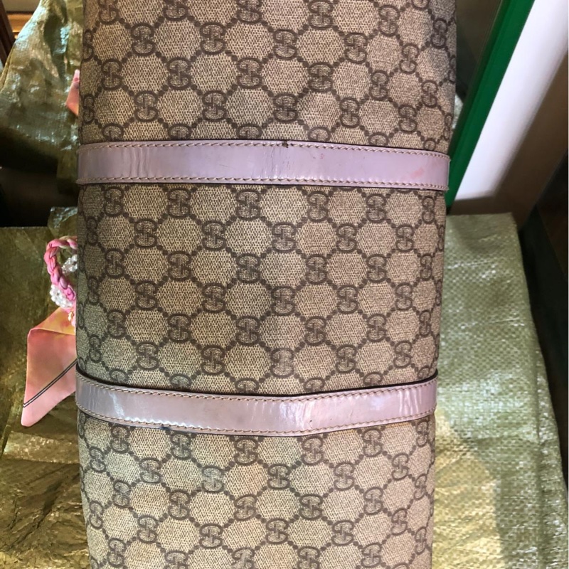 Gucci 金扣波士頓包灰色/紫色-5