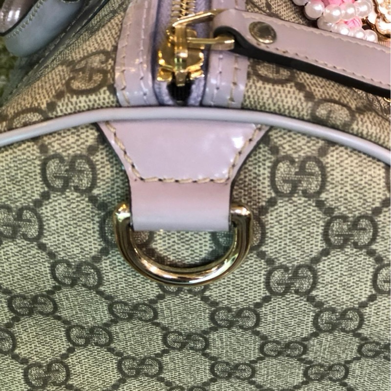Gucci 金扣波士頓包灰色/紫色-11