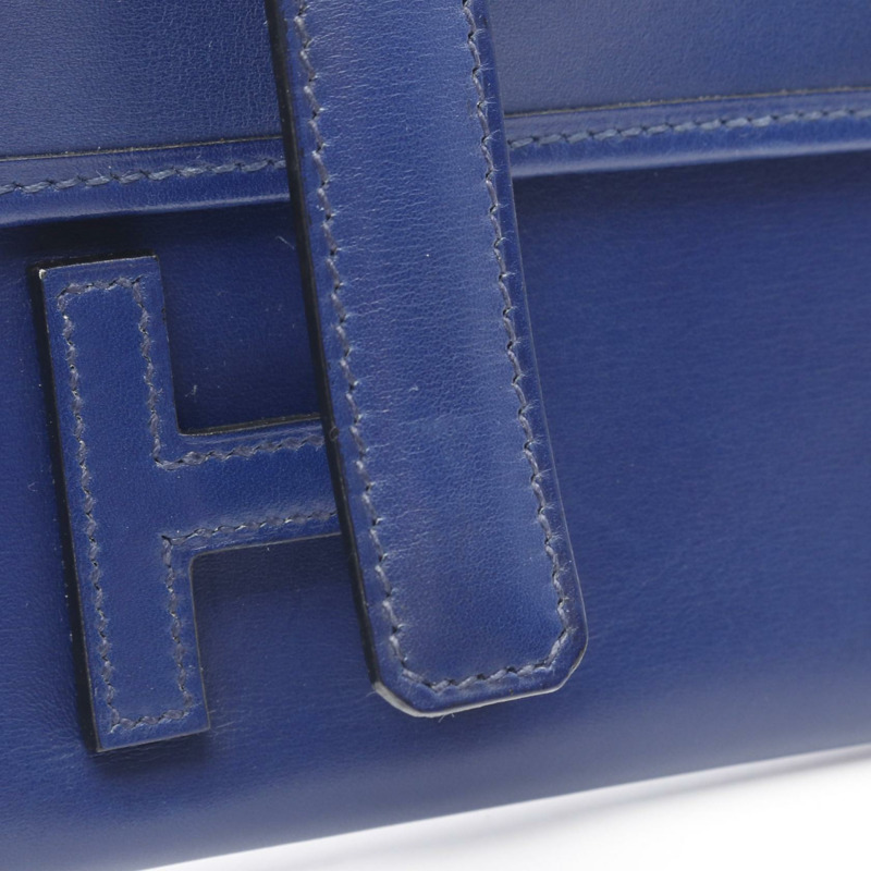 HERMES Jige Duo 商務手拿包 J Box 小牛皮 藍色藍寶石 二手-6