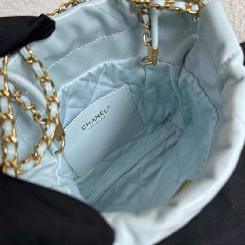 ✨Chanel 冰藍色22bag mini手提斜背包 99新 配件塵袋-1