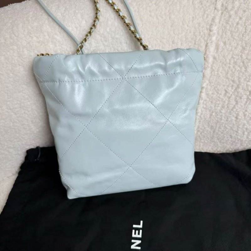 ✨Chanel 冰藍色22bag mini手提斜背包 99新 配件塵袋-2