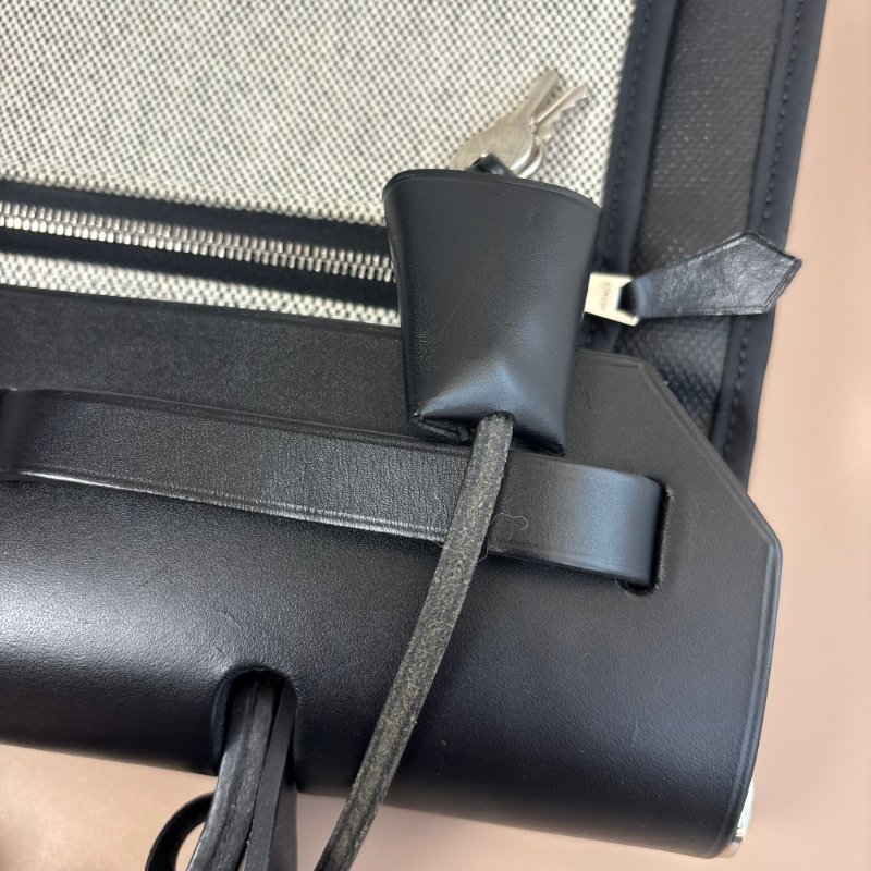 ::HERMES:: C刻 黑色防水帆布 herbag 31 手提 肩背 斜背包-5