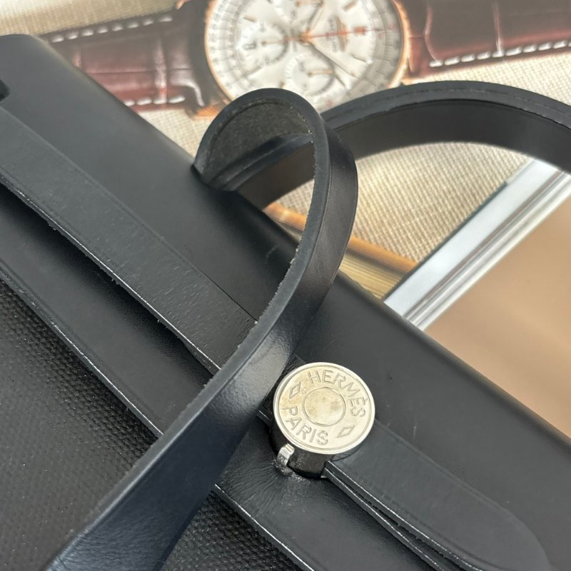 ::HERMES:: C刻 黑色防水帆布 herbag 31 手提 肩背 斜背包-48
