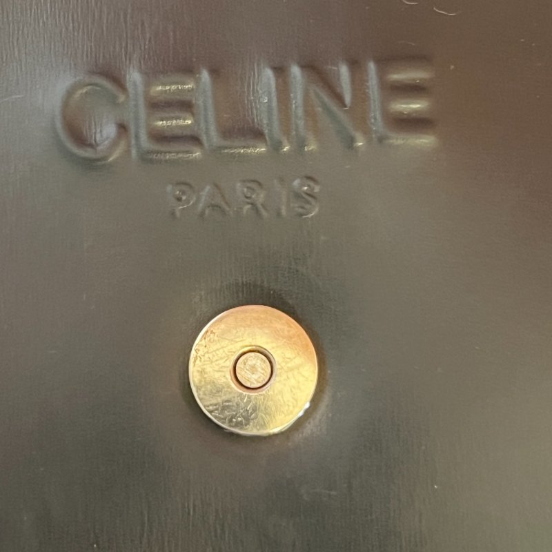Celine席琳獨特開蓋設計黑色皮革中古手提袋肩背包 日本vintage-7