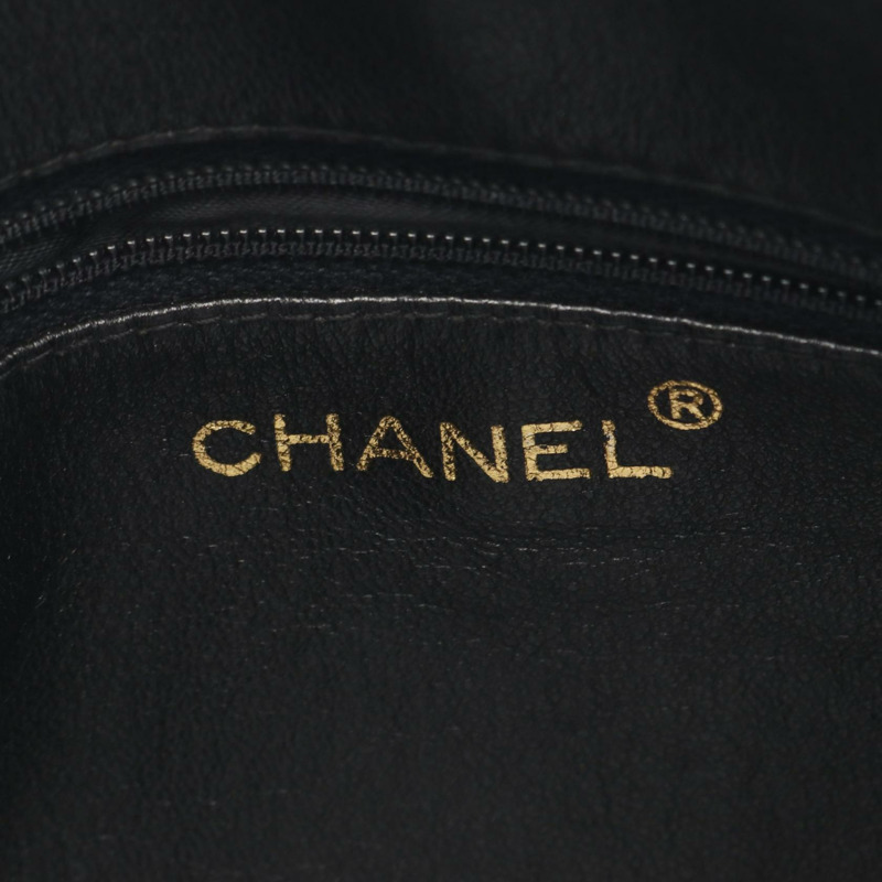 CHANEL 菱格紋鏈條單肩包 小羊皮 綿羊皮 黑色 二手 女士 GHW-3