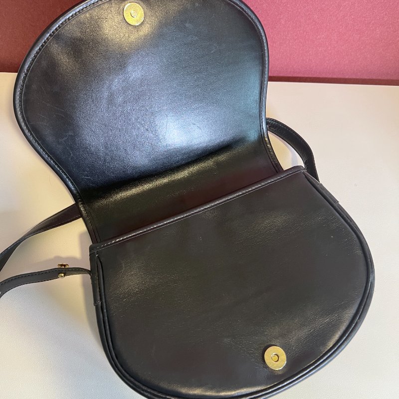 Longchamp金屬logo黑色皮革斜孭袋腋下包肩背袋 日本中古Vintage-14