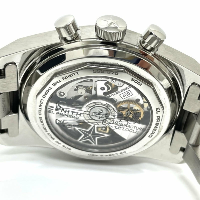ZENITH 3.L384.400 魯邦三世第二版日本限量 200 枚 Revival A384 Chronomaster 手錶不銹鋼男士銀色-6