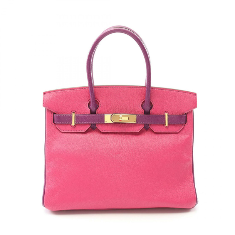HERMES Birkin 30 手提包 T Chevre 皮革玫瑰色海葵色二手 GHW-0