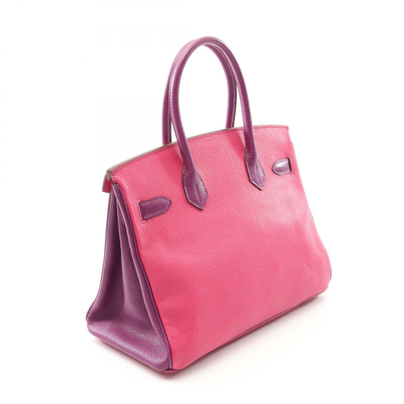 HERMES Birkin 30 手提包 T Chevre 皮革玫瑰色海葵色二手 GHW-1