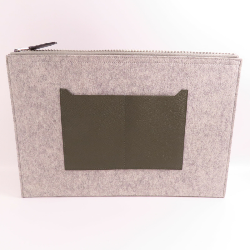 HERMES 【激減優惠】羊毛/Epsom皮革TooDoo 37手拿包-2