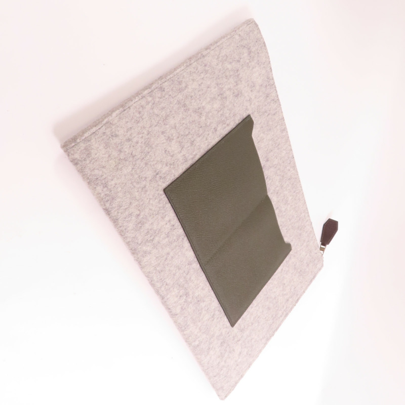 HERMES 【激減優惠】羊毛/Epsom皮革TooDoo 37手拿包-4