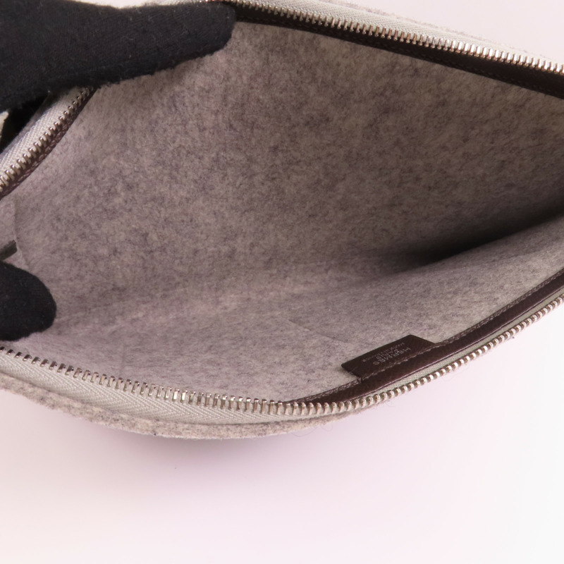 HERMES 【激減優惠】羊毛/Epsom皮革TooDoo 37手拿包-6