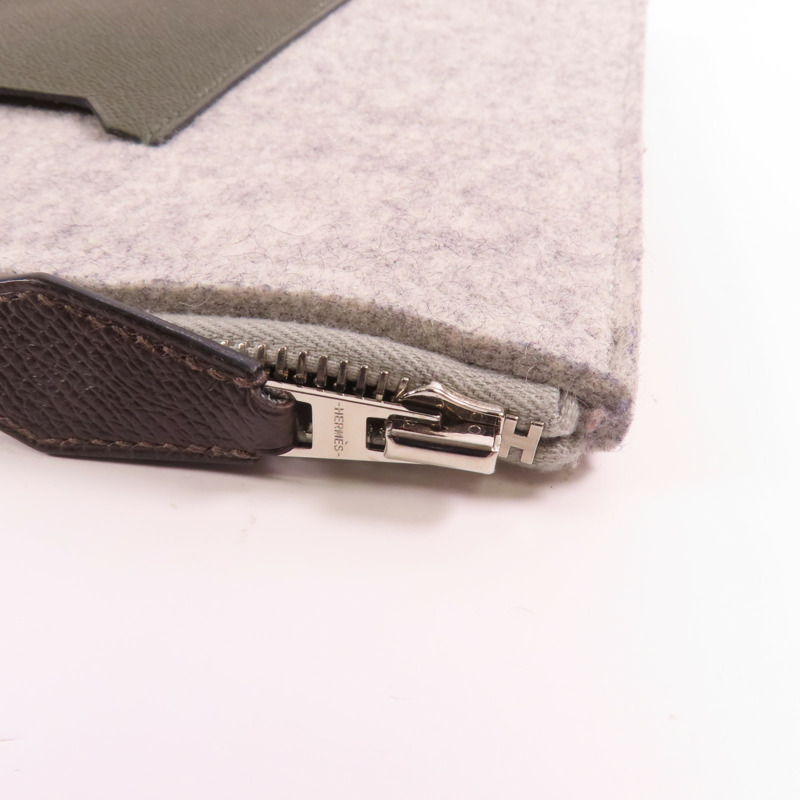 HERMES 【激減優惠】羊毛/Epsom皮革TooDoo 37手拿包-12