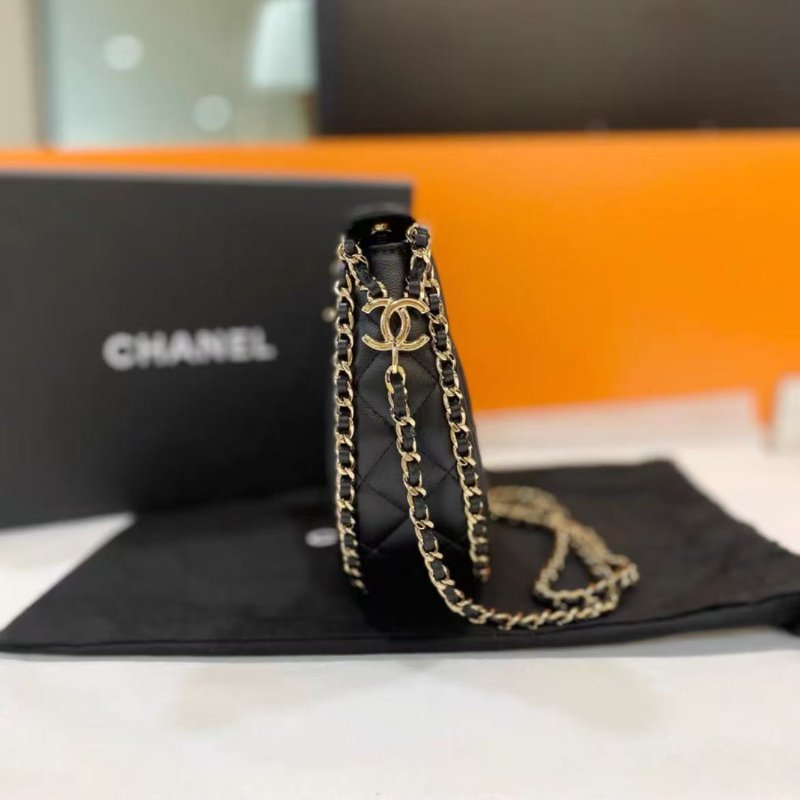 chanel 23P月亮包黑金小號芯片款21*15cm 99新 配件塵袋-2