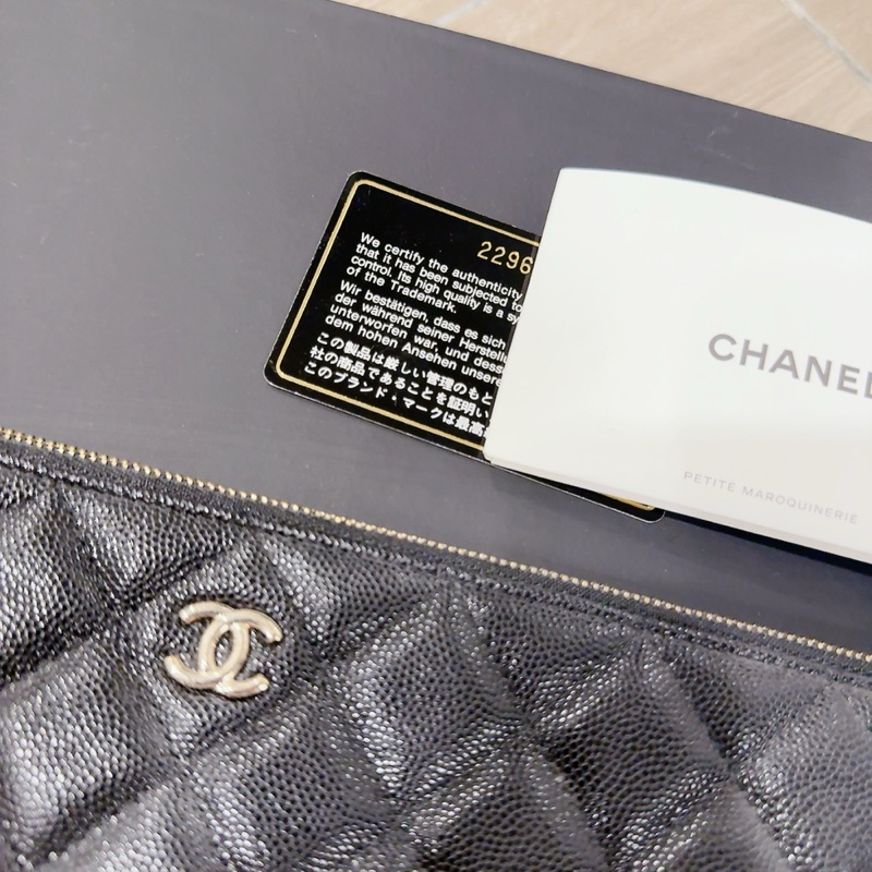Chanel 香奈兒 菱形壓紋 荔枝牛皮手拿包 化妝包-18