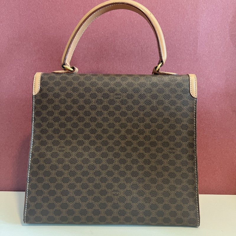 Celine Kelly凱旋門啡色手提包肩背側肩袋 送肩帶 中古vintage-3