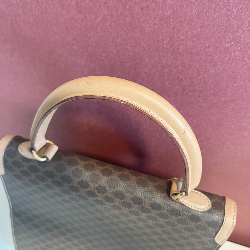 Celine Kelly凱旋門啡色手提包肩背側肩袋 送肩帶 中古vintage-4