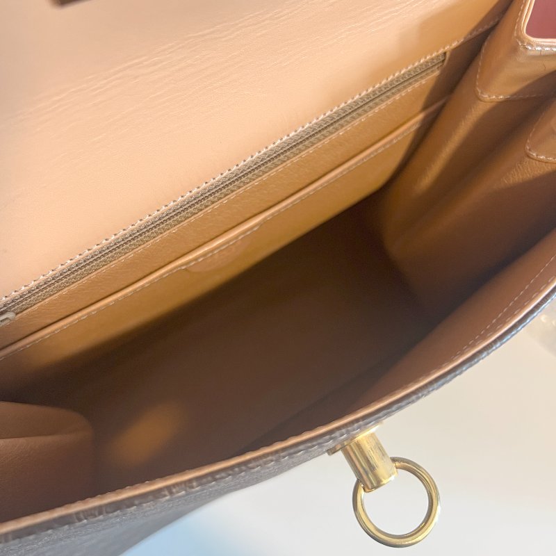 Celine Kelly凱旋門啡色手提包肩背側肩袋 送肩帶 中古vintage-11