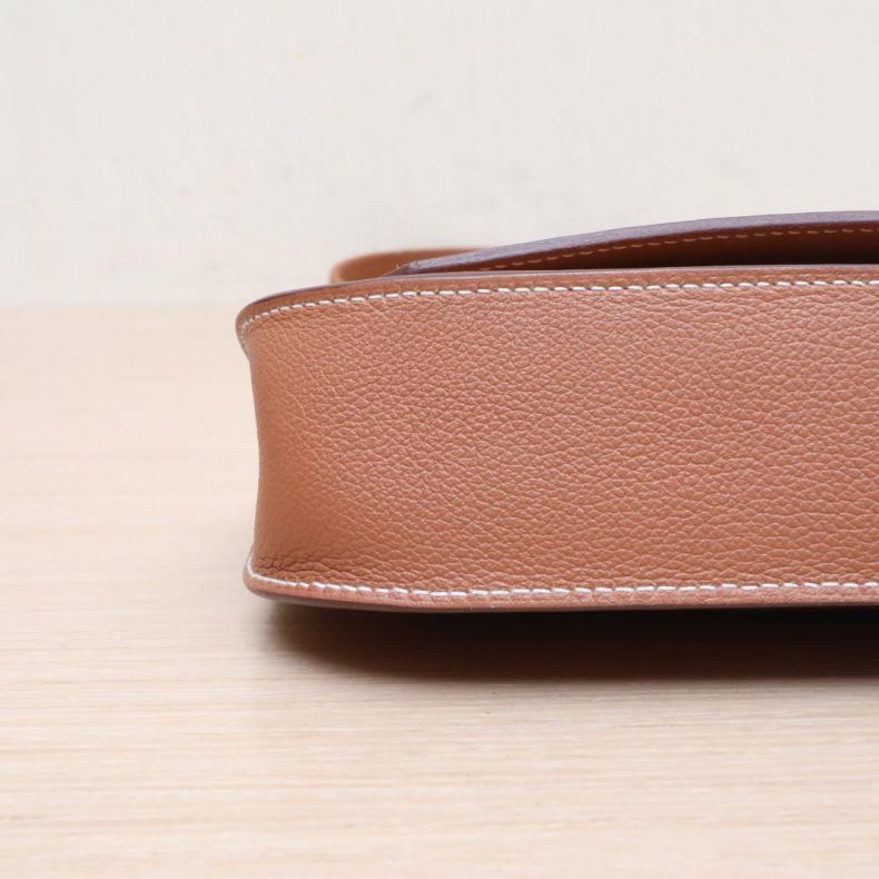 HERMES(愛馬仕) Jypsiere 吉普賽 mini 37金棕色 EC皮 B刻 銀扣-3